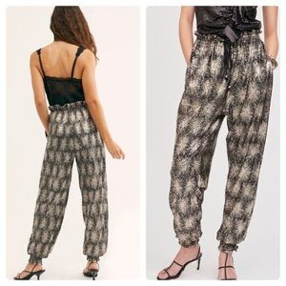Antik Batik Free People Metallic Silver Pull On Jogger Grace Pants Size XS - Picture 1 of 9